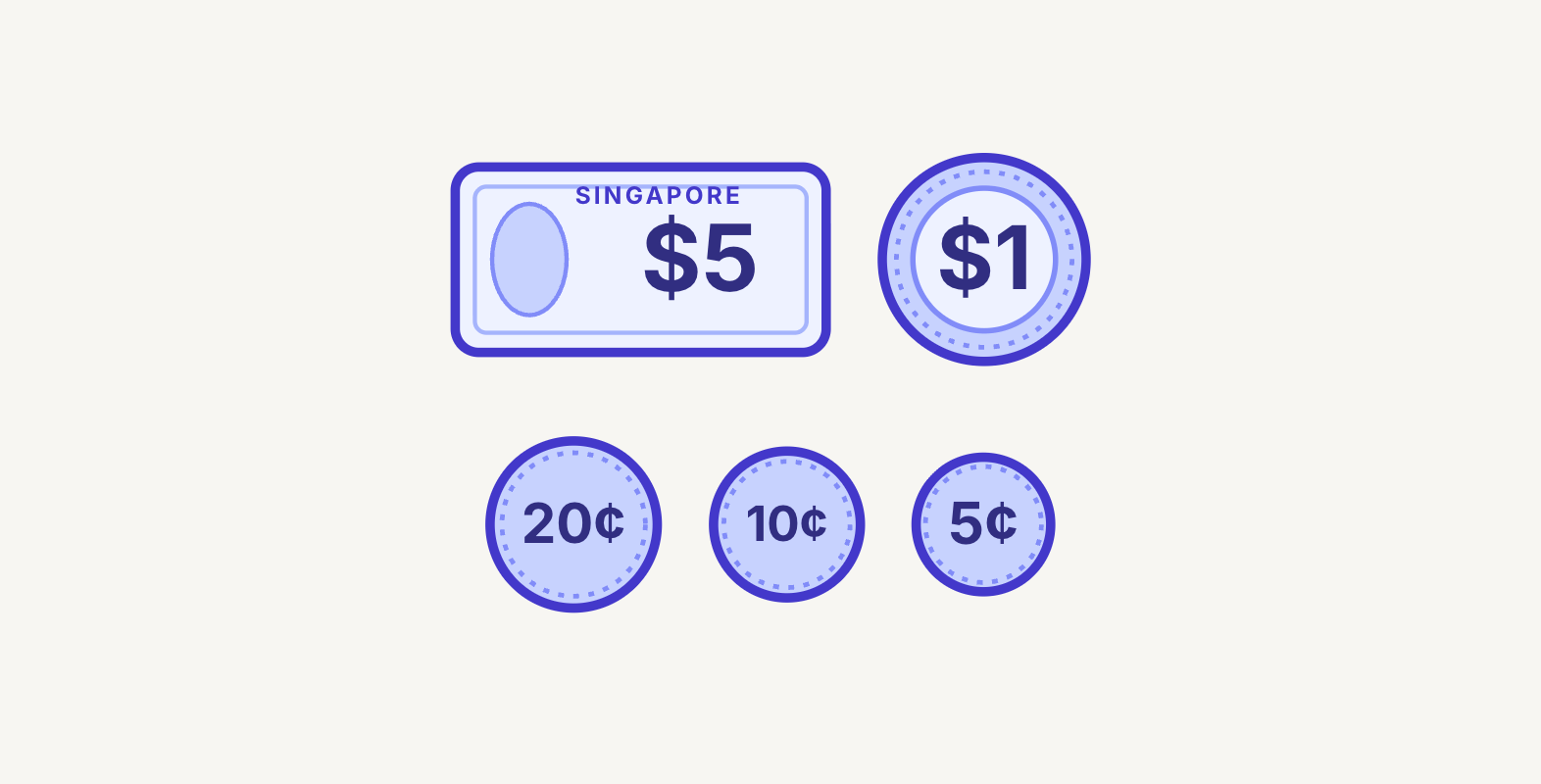 Notes and coins making $6.35