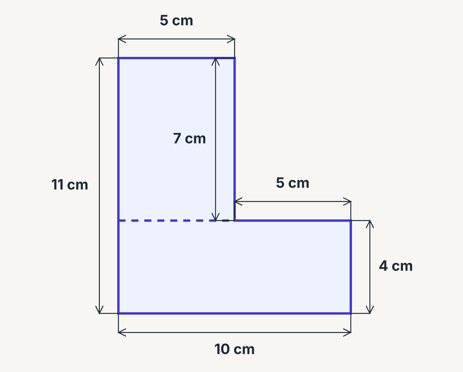 An L-shape with all six sides labelled