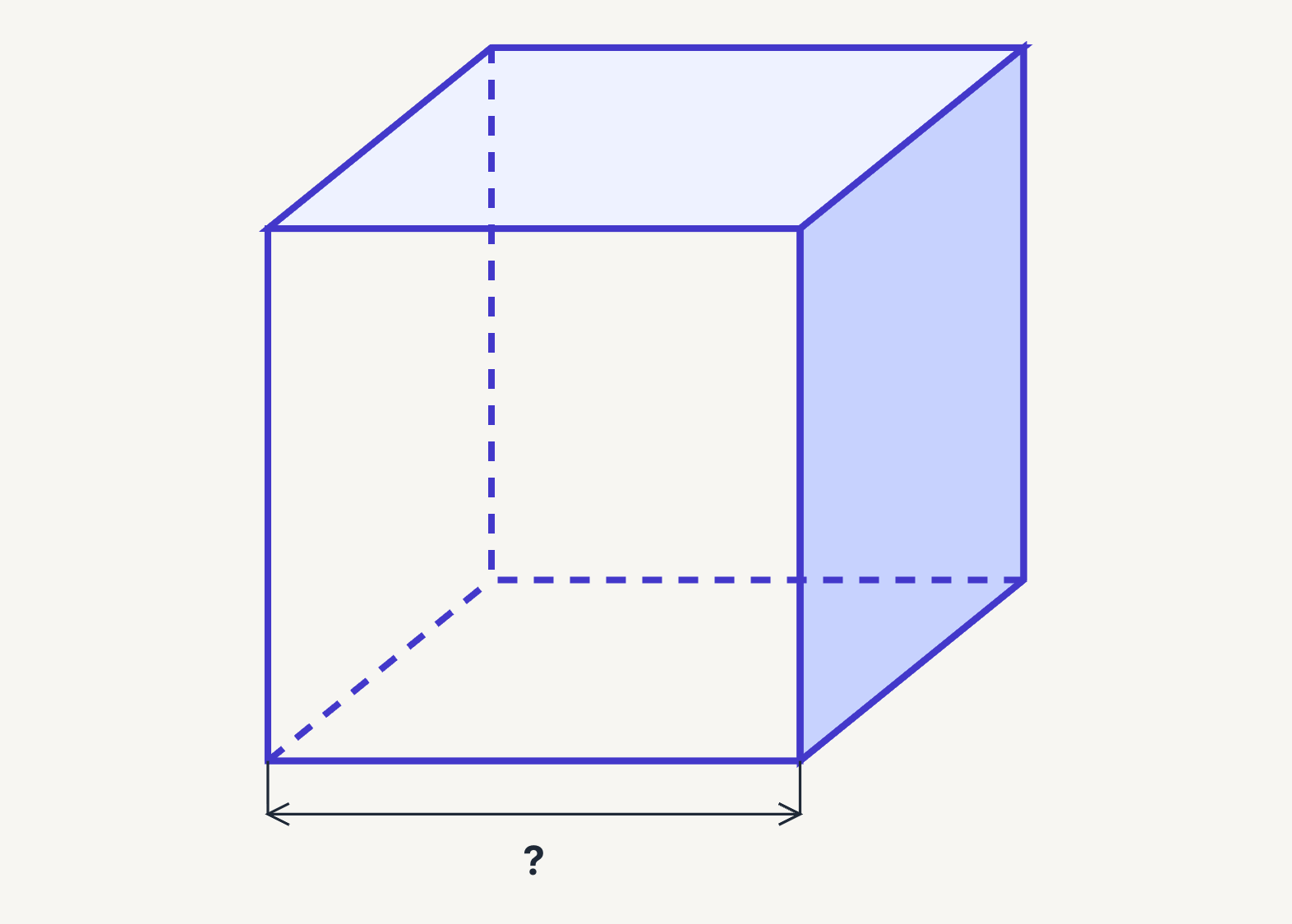 A cube of 216 cm³ with its edge unknown
